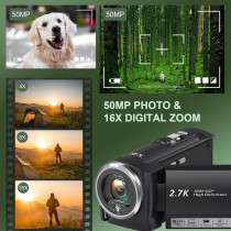 2.7K QHD 50MP Vlogging Camera with 16X Zoom, 270° Screen & 32GB Card