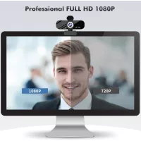 Webcam Gohero Full HD 1080P avec réduction de bruit, cache confidentialité, grand angle, USB Plug & Play