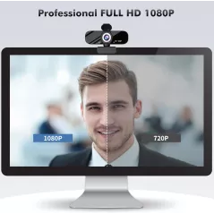 Webcam Gohero Full HD 1080P avec réduction de bruit, cache confidentialité, grand angle, USB Plug & Play