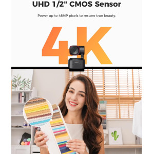 OBSBOT Tiny 2 Lite 4K AI Webcam with PTZ, Gesture Control & HDR