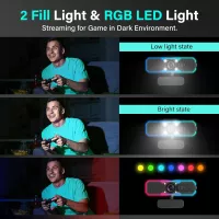 Webcam NBPOWER 1080P 60FPS avec Microphone et Lumière RGB