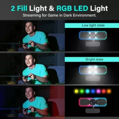Webcam NBPOWER 1080P 60FPS avec Microphone et Lumière RGB