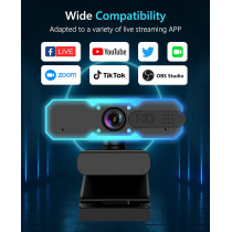 NBPOWER 1080P 60FPS Webcam with Mic, Autofocus & RGB Light for PC/Mac
