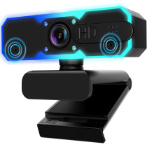 NBPOWER 1080P 60FPS Webcam with Mic, Autofocus & RGB Light for PC/Mac