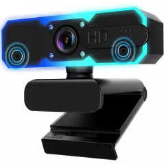 NBPOWER Webcam 1080P 60FPS avec Microphone, Lumière RGB, Autofocus, Compatible PC/Mac/Laptop