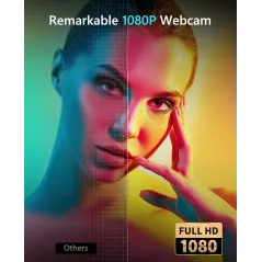 Webcam NBPOWER 1080P 60FPS avec Microphone et Lumière RGB