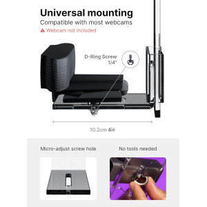 PlexiCam Pro V2 | Versatile Webcam Mount for Any Screen & Tripod Use