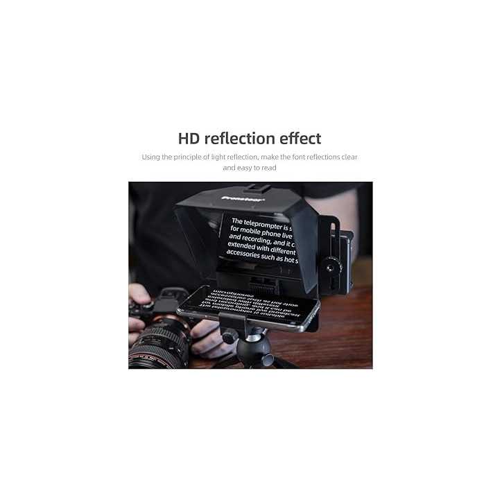 AMBITFUL 7.5'' Mini Teleprompter with Tabletop Tripod, Adjustable Phone Clip & Camera Ring for Streaming