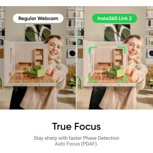 Insta360 Link 2 - 4K PTZ Webcam with AI Tracking & Noise-Canceling Mic