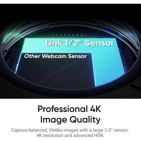 Insta360 Link 2C Webcam 4K 1/2 Capteur HDR Micro Annulation de Bruit IA Contrôle Gestuel PC/Mac