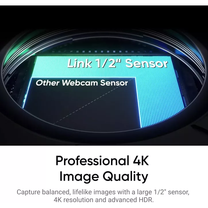 Insta360 Link 2C Webcam 4K 1/2 Capteur HDR Micro Annulation de Bruit IA Contrôle Gestuel PC/Mac