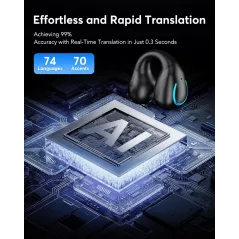 Écouteurs Traduction AI 144 Langues, 60H Autonomie, Sans Fil Bluetooth pour Voyage & Réunions