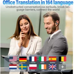 Écouteurs Traduction IA Temps Réel, 164 Langues, Bluetooth 5.4, 5 Modes, 48H Autonomie, Affaires/Voyage/Apprentissage