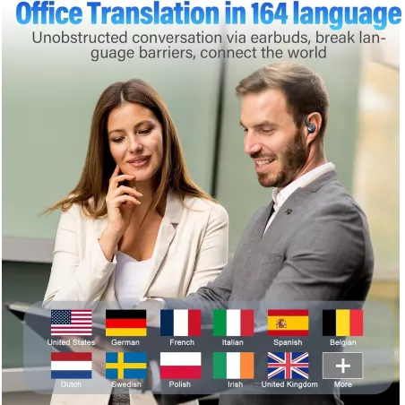 Écouteurs Traduction IA Temps Réel, 164 Langues, Bluetooth 5.4, 5 Modes, 48H Autonomie, Affaires/Voyage/Apprentissage