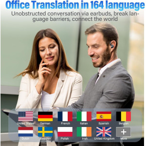 Écouteurs Traduction AI 164 Langues, Bluetooth 5.4, 48H