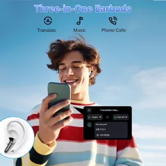 Écouteurs Traduction IA Temps Réel 164 Langues, App, Bluetooth 5.4, 48H Autonomie, 7 Modes, Appels Audio/Video