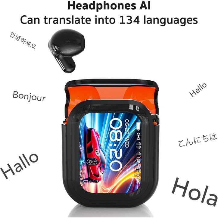 Écouteurs Traducteurs AI NE20 Bluetooth 6.0 avec Écran Tactile LCD, Traduction Temps Réel 148 Langues