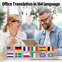 Écouteurs Traduction AI Temps Réel, 164 Langues, 6 Modes, Appels Audio/Video, 42H Autonomie