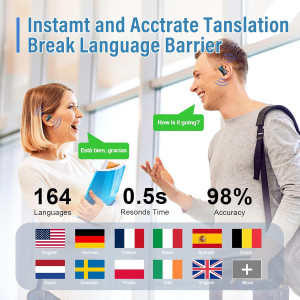AI Translation Earbuds 164 Languages, 48H Bluetooth 5.4, 7 Modes