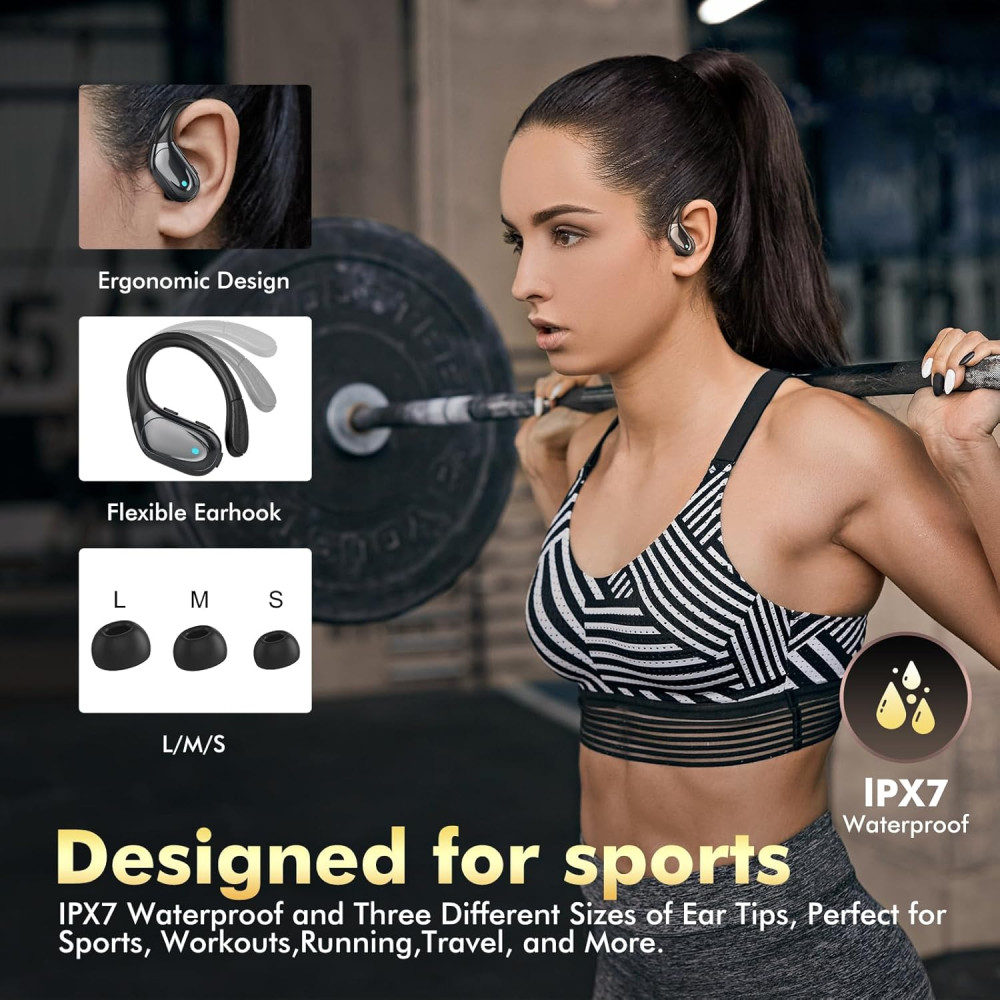 Wireless Sports Earbuds - 80H Playtime, IPX7 Waterproof, Noise Cancelling