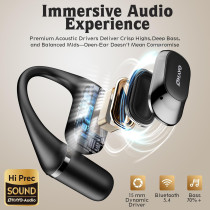 Bluetooth Open Ear Headphones with Earhook, 40H Playtime & IPX6 Waterproof