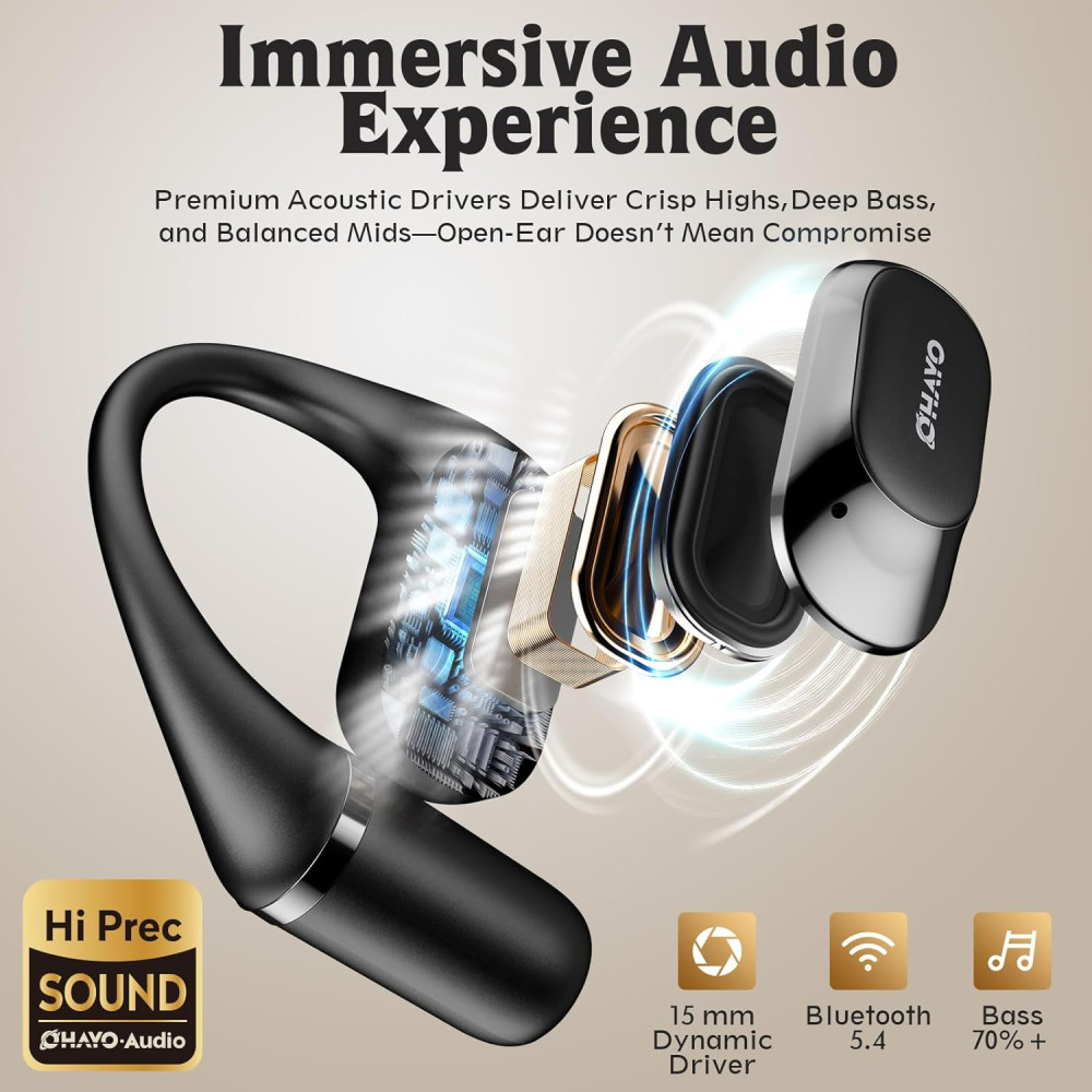 Casque Bluetooth 5.4 Over Ear avec Écran Digital & IPX6