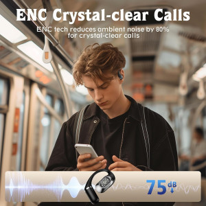 Bluetooth Open Ear Headphones with Earhook, 40H Playtime & IPX6 Waterproof