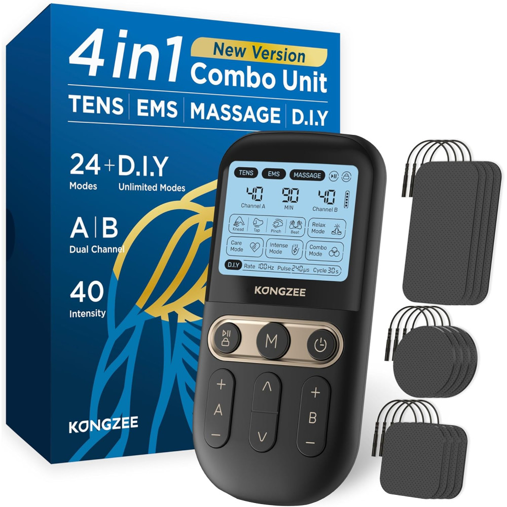 4-in-1 TENS EMS Muscle Stimulator | Dual Channel Pain Relief Device