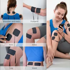 Appareil 4 en 1 TENS & EMS Thérapie, Soulagement Douleur, Rechargeable, 12 Électrodes, Certifié FDA