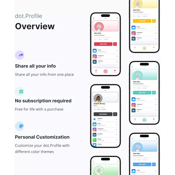dot. Thin - Carte de visite numérique compatible iPhone & Android (Noir)