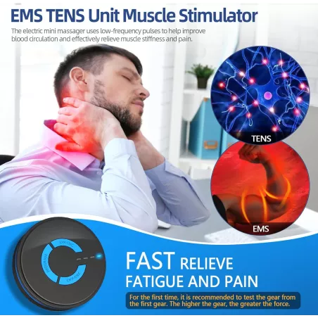 Mini Massager Rechargeable TENS Unit Stimulateur Musculaire EMS Soulagement Douleur Dos, Cou, Bras