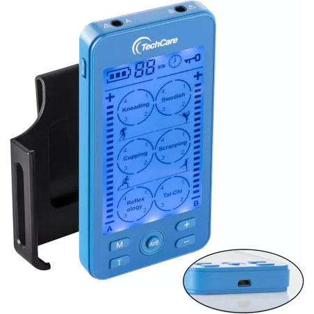 Tens Unit Plus 24 - Appareil de Massage Électronique Rechargeable Multi-Mode avec Accessoires (Bleu)