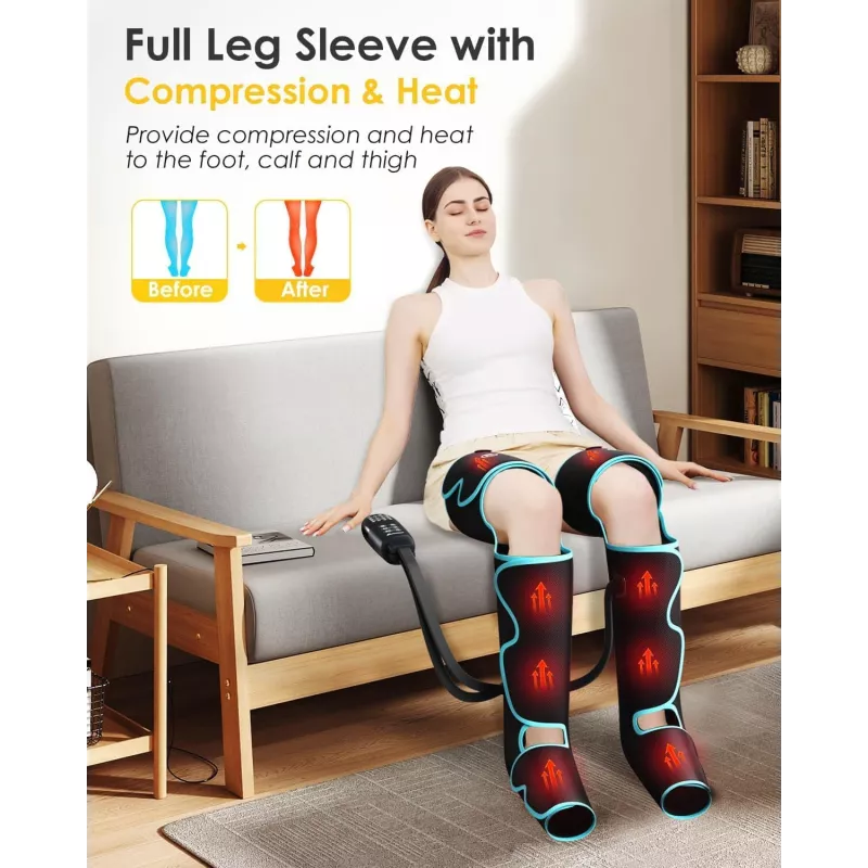 Appareil Massage Jambes Chauffant - Compression Air 3 Intensités