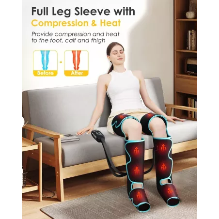 Appareil Massage Jambes Chauffant - Compression Air 3 Intensités
