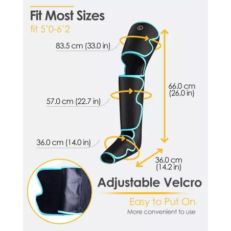 Appareil de massage jambes avec chaleur, compression air, 3 intensités, 6 modes – soulage douleur & gonflement
