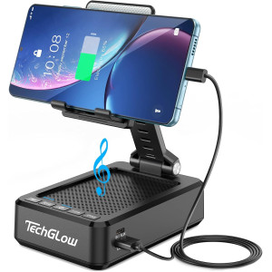 TechGlow Foldable Cellphone Stand with Bluetooth Speaker & Power Bank