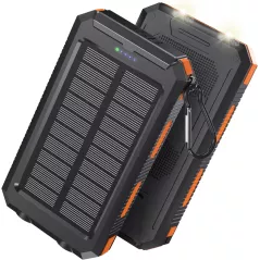 Power Bank Solaire 38800mAh USB-C Charge Rapide, IPX5 Étanche, 2 Lampes LED, Parfait Camping & Randonnée