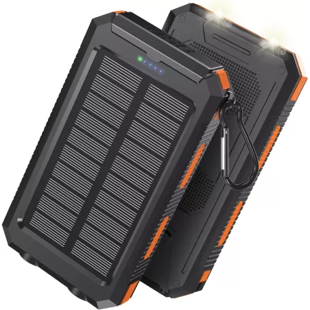 Power Bank Solaire 38800mAh USB-C Charge Rapide, IPX5 Étanche, 2 Lampes LED, Parfait Camping & Randonnée