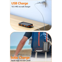 Power Bank Solaire 38800mAh USB-C Rapide IPX5 Camping