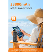 Power Bank Solaire 38800mAh USB-C Rapide IPX5 Camping
