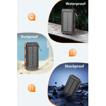 38800mAh Solar Power Bank with USB-C Fast Charge & IPX5 Waterproof