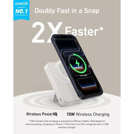 Anker MagGo Power Bank 15W Qi2 Ultra-Rapide 10,000mAh iPhone