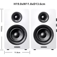 Enceintes Bibliothèque Actives Bluetooth 5.0 Sanyun SW208 3 60W DAC 24bit Son 3D Blanc (Paire)