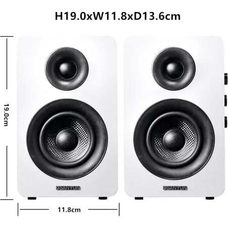 Enceintes Bibliothèque Actives Bluetooth 5.0 Sanyun SW208 3 60W DAC 24bit Son 3D Blanc (Paire)