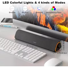 SOULION R50 Enceintes Bluetooth PC, Barre Son 3.5mm, USB Alimenté, LED Couleur, Son Surround