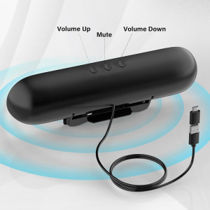 Loud Desktop Computer Speakers with Volume Control & USB-C Adapter - Black