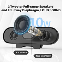Loud Desktop Computer Speakers with Volume Control & USB-C Adapter - Black