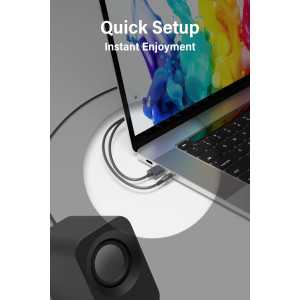 Enceintes stéréo PC 14W, USB, compactes avec inclinaison 30°, contrôle volume, noir