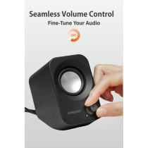 Enceintes PC 14W Stéréo USB Compactes avec Contrôle Volume