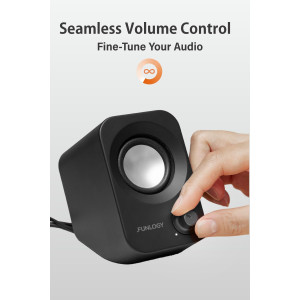 14W Stereo USB PC Speakers with 30° Tilt & Volume Control – Compact Black